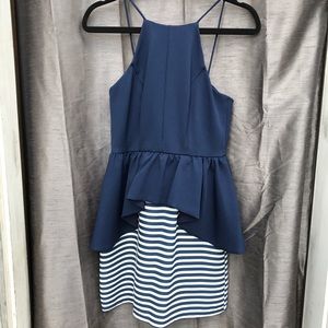 Navy Peplum Cocktail Dress
